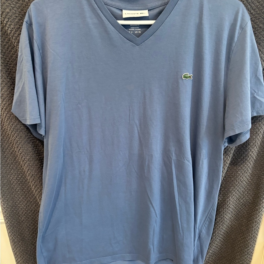 Lacoste Men's Blue V-Neck Tee